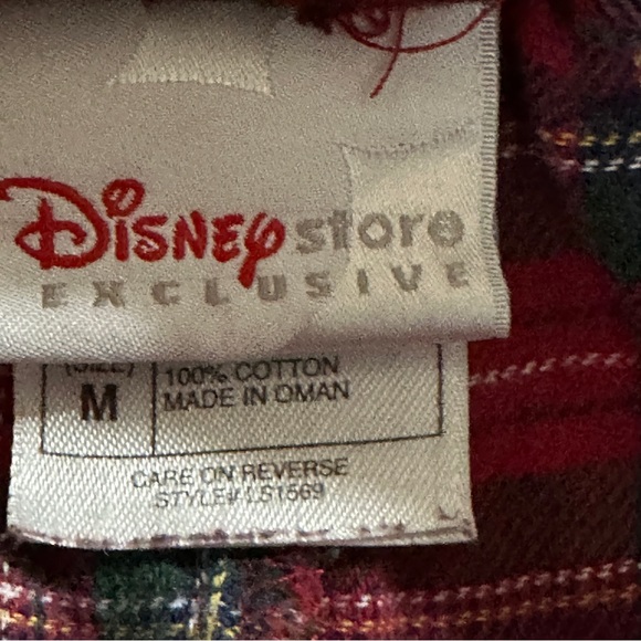 Disney Store Embroidered Mickey Mouse Red Plaid Pajama Set Christmas Size M - Picture 10 of 11